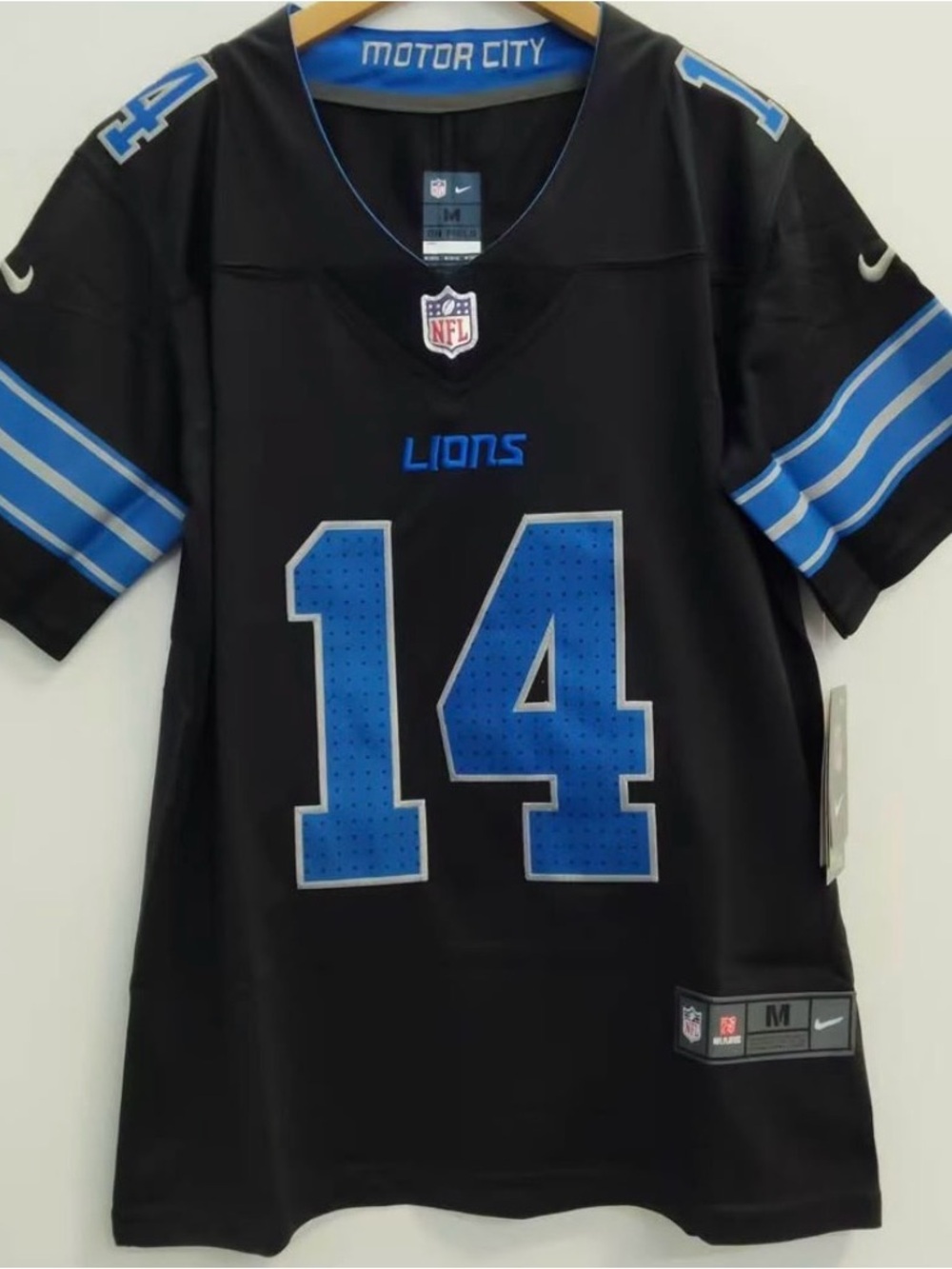 Amon Ra St Brown #14 Detroit Lions KIDS Jersey Blue YOUTH Medium Stitched Jersey